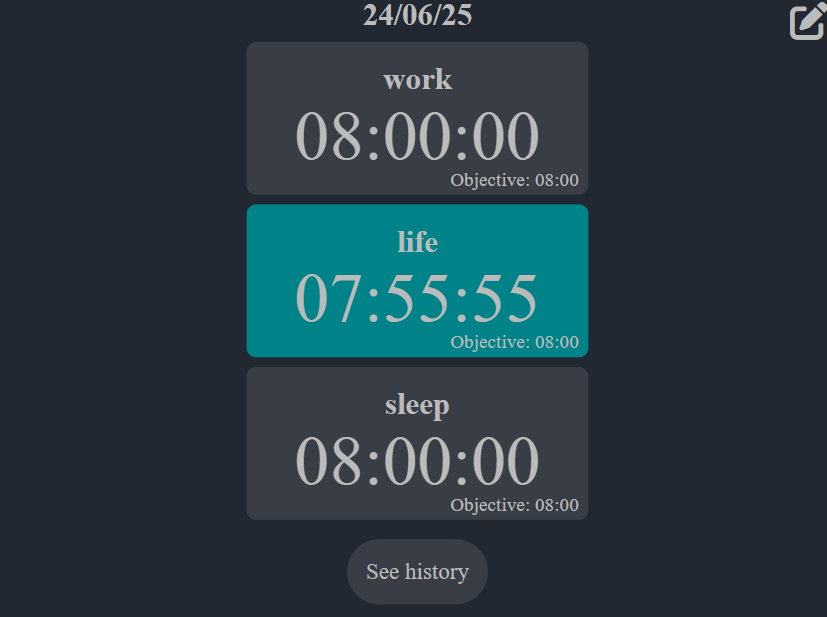 Screenshot of TimeWallet